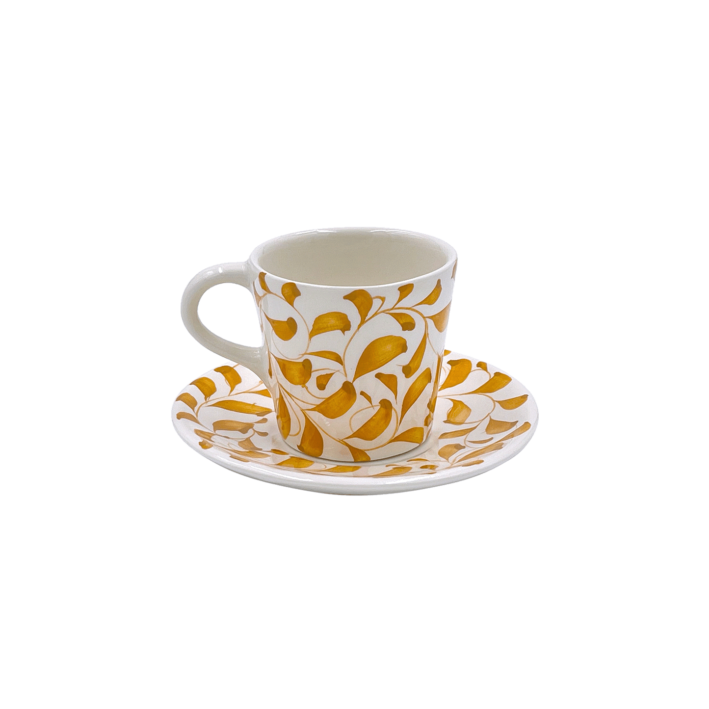 Tazza da caffè espresso e piattino Yellow Scroll