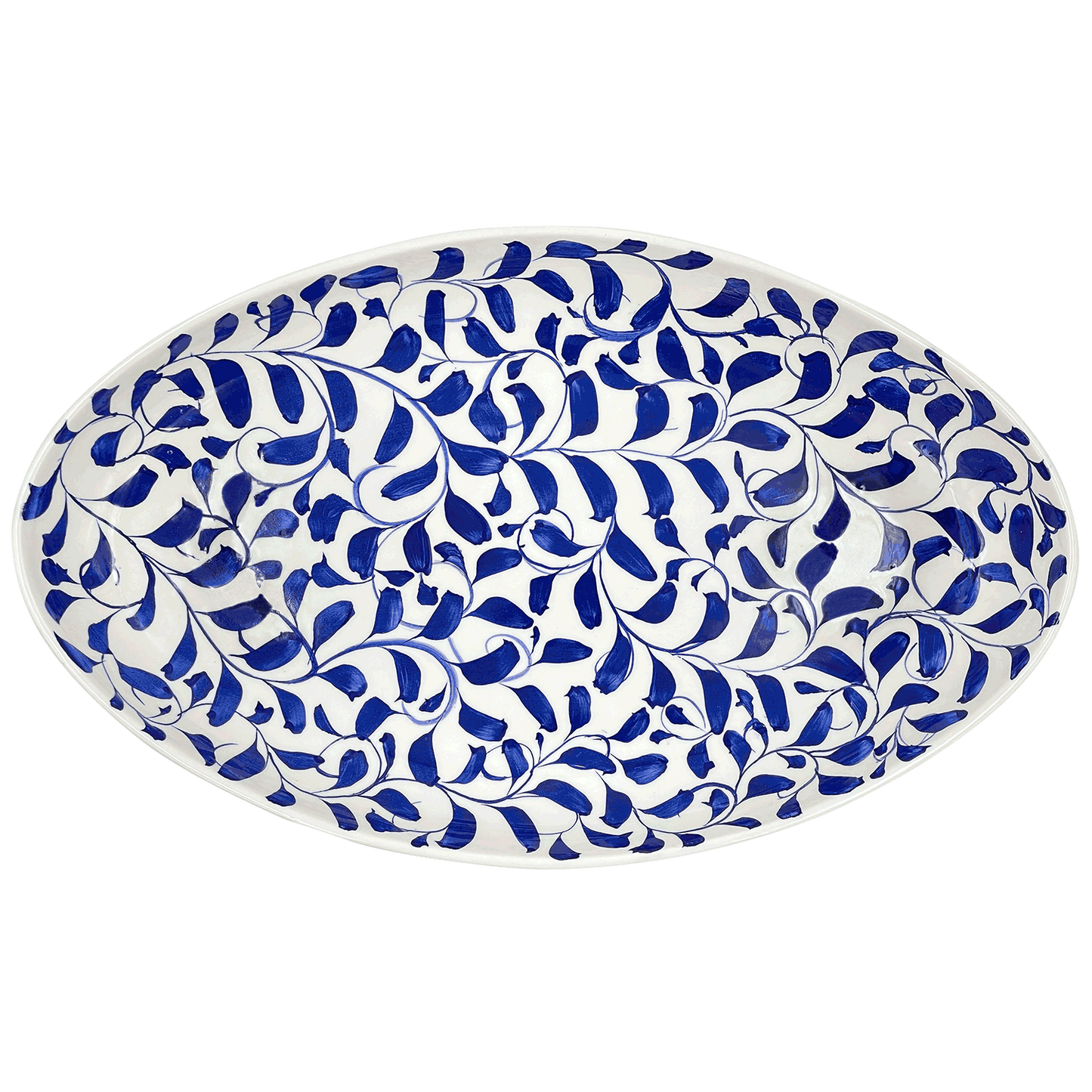 Grande piatto ovale con pergamena blu navy
