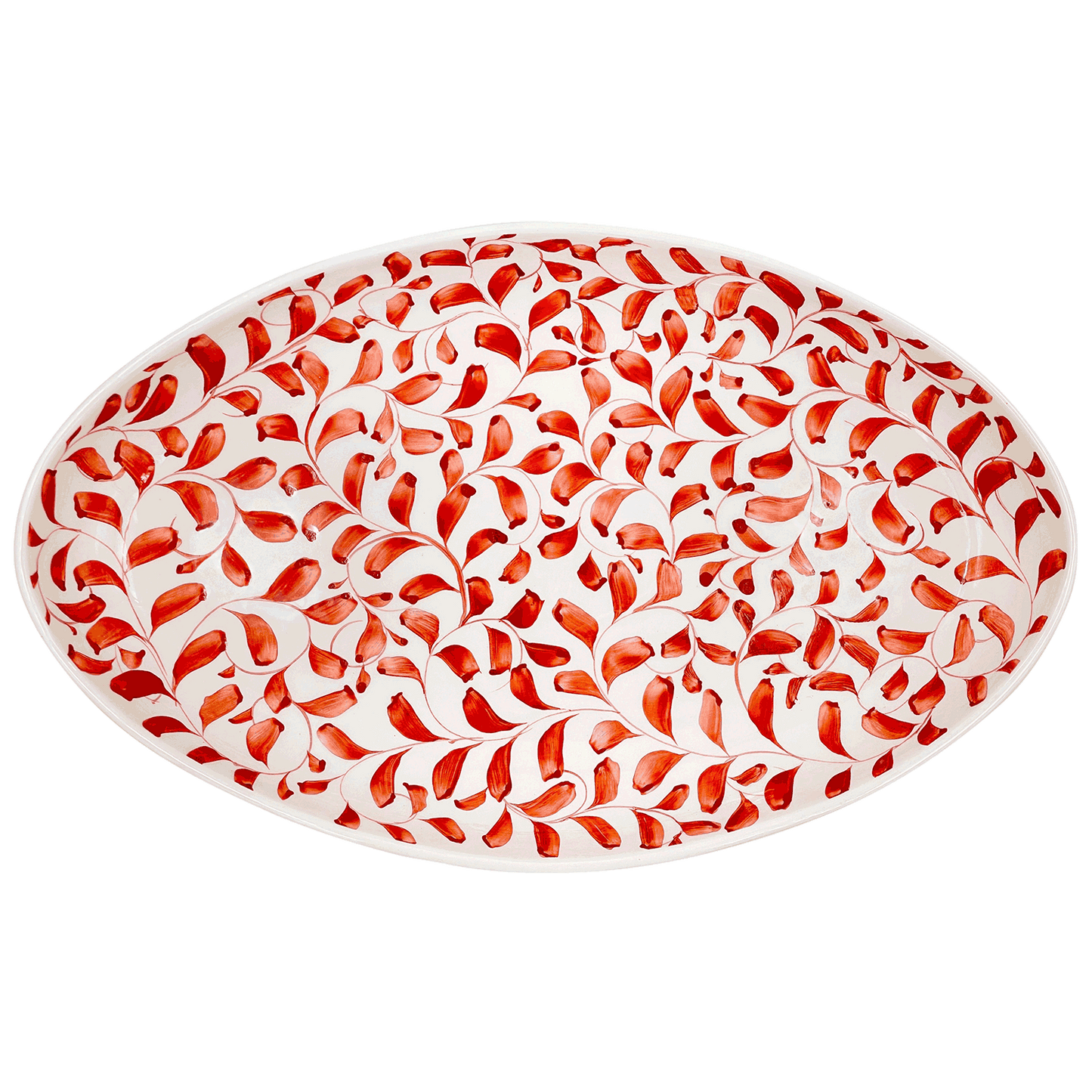 Grande piatto ovale con pergamena rossa