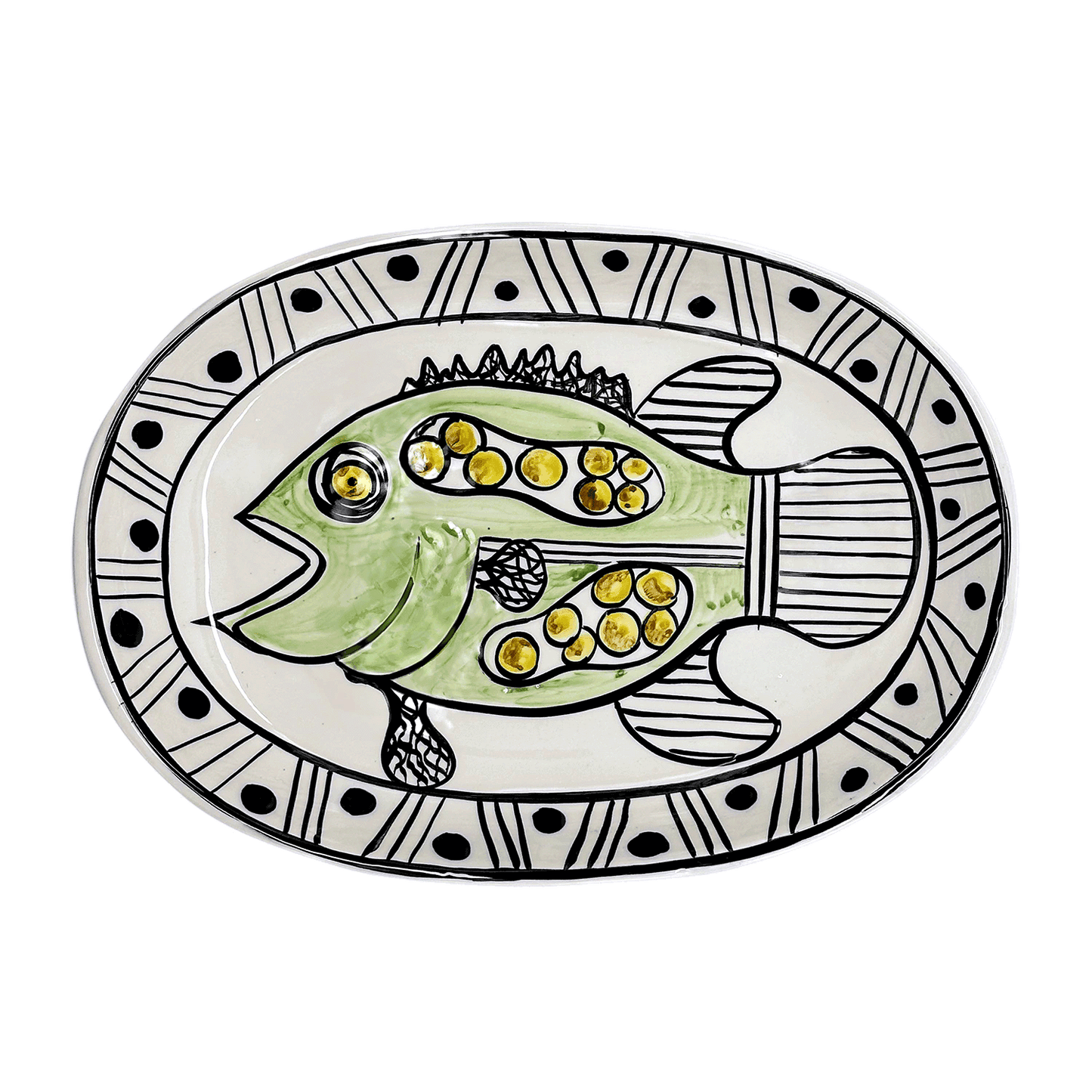 Piatto ovale di pesce piccolo verde Gozo