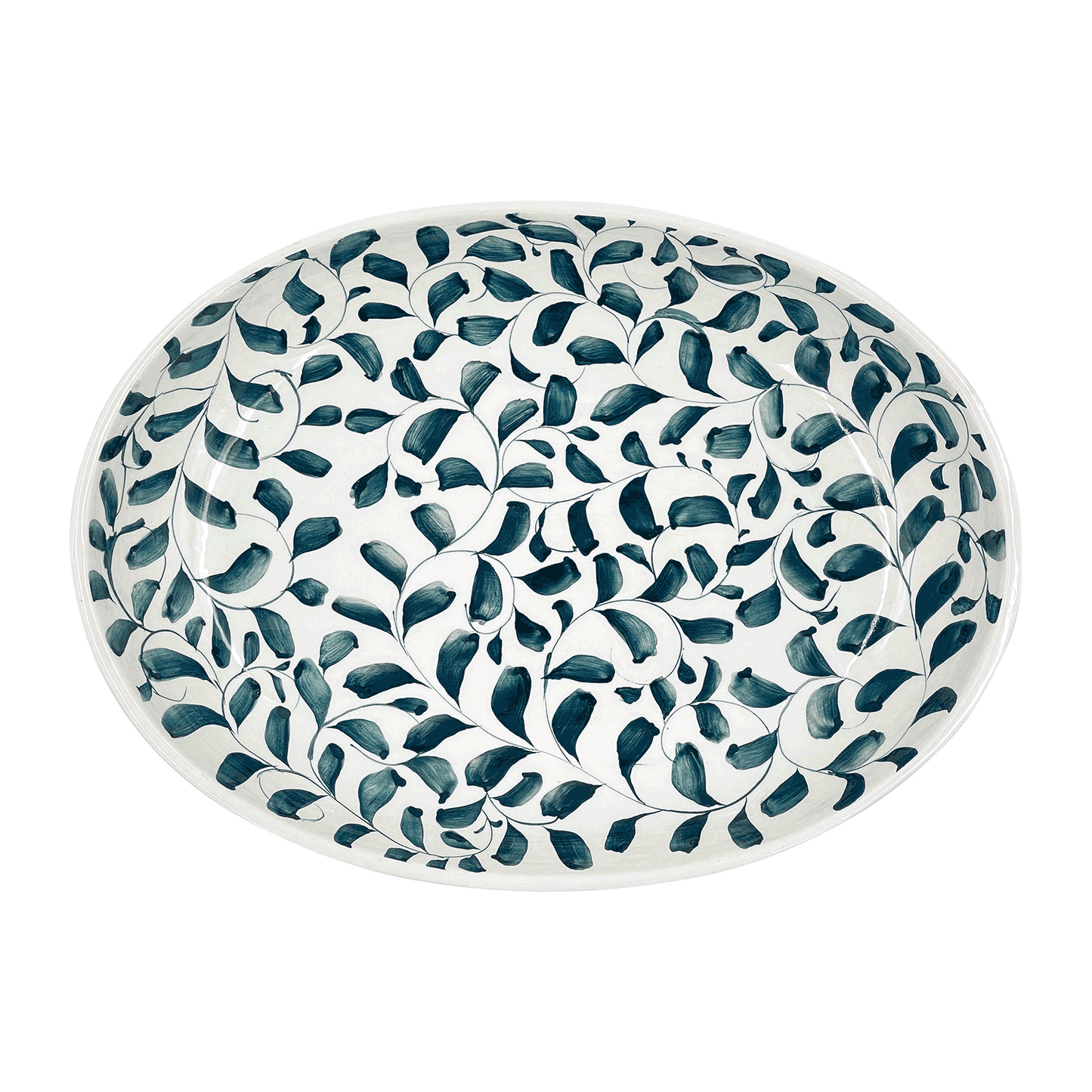 Piccolo piatto ovale con pergamena verde