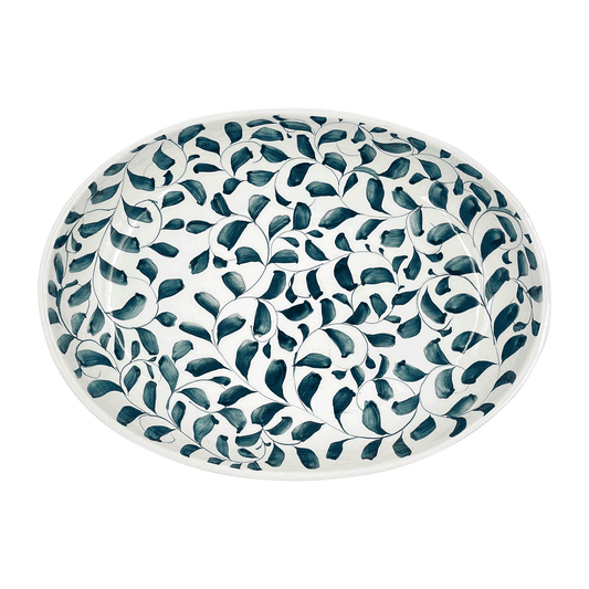 Piccolo piatto ovale con pergamena verde