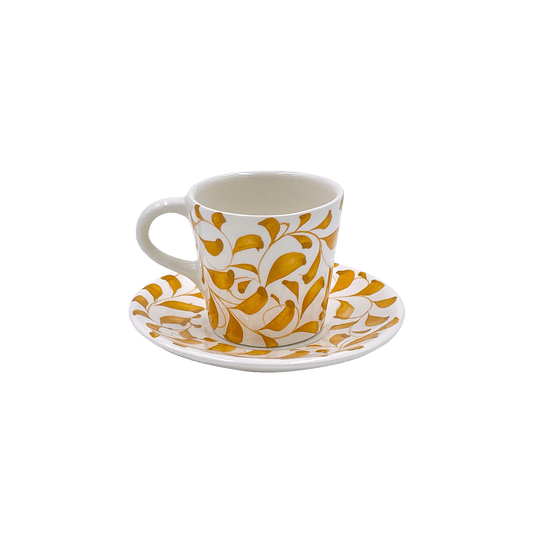 Tazza da caffè espresso e piattino Yellow Scroll