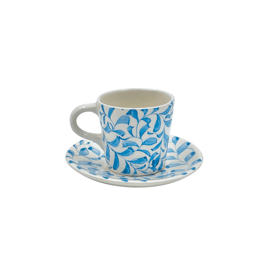 Tazza da caffè espresso e piattino Light Blue Scroll