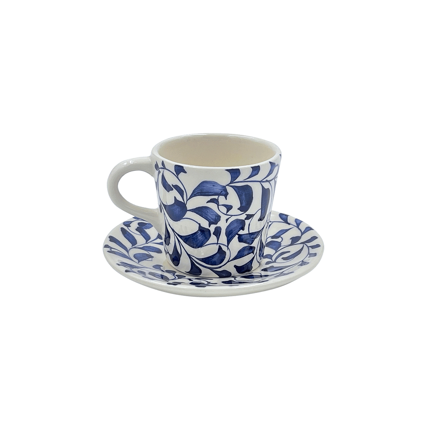 Tazza da caffè espresso e piattino Navy Blue Scroll
