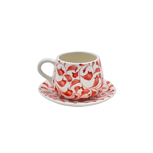 Tazza da caffè e piattino Red Scroll