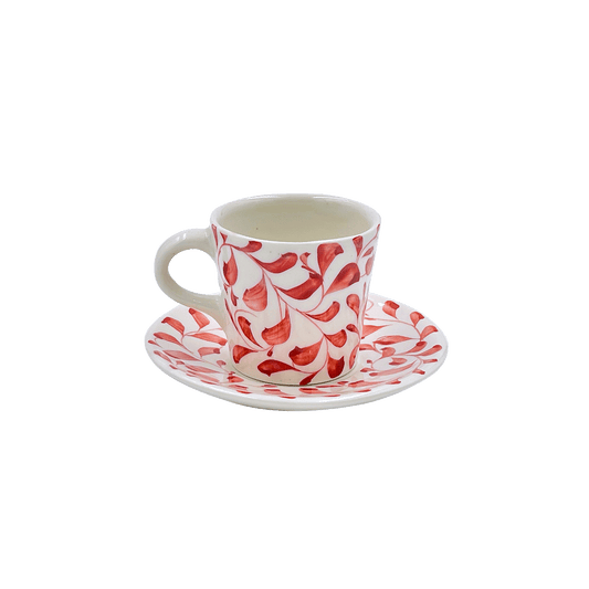 Tazza e piattino per espresso Red Scroll