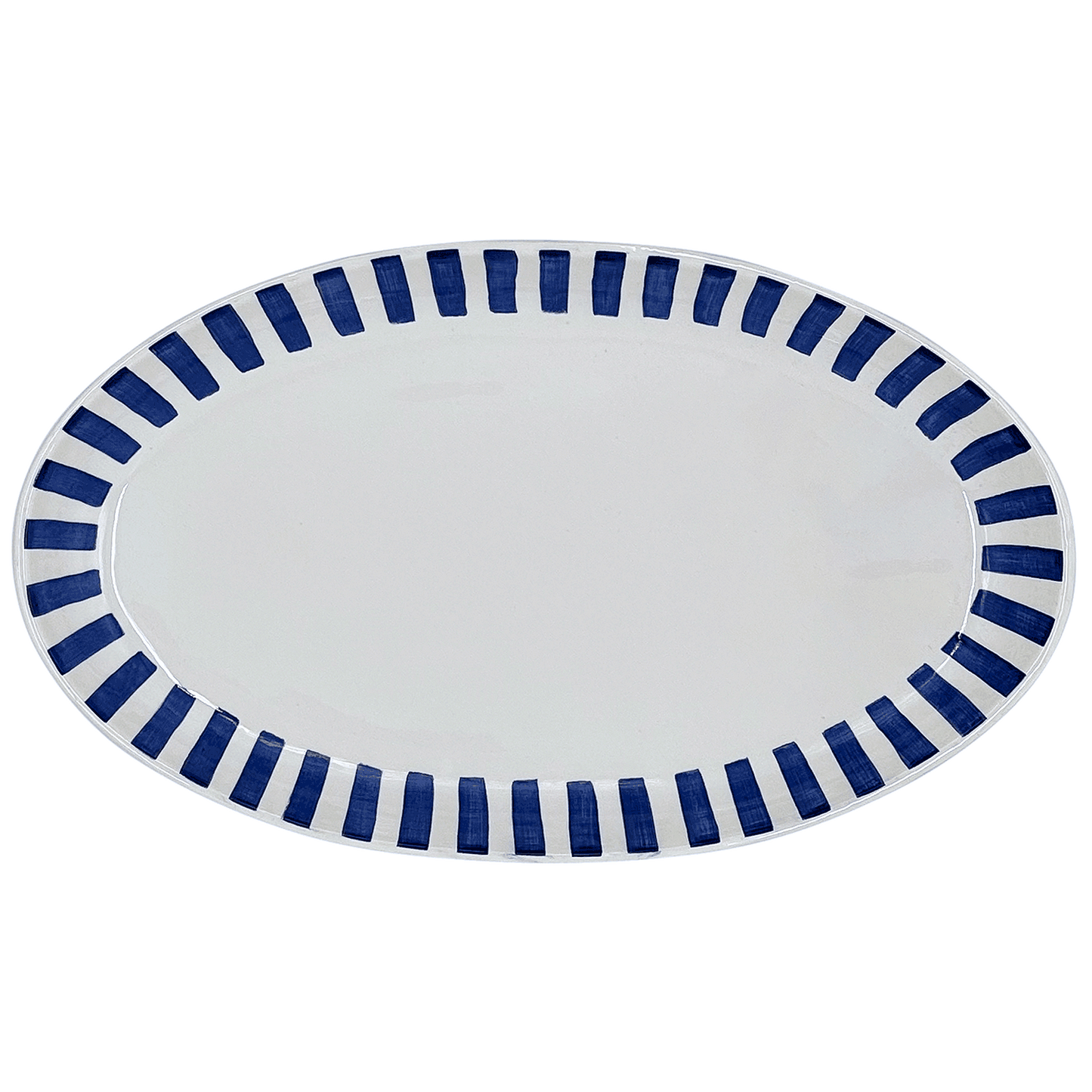 Grande vassoio ovale a righe blu navy