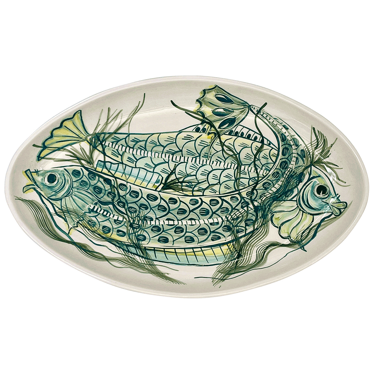Grande piatto ovale di pesce Aldo verde