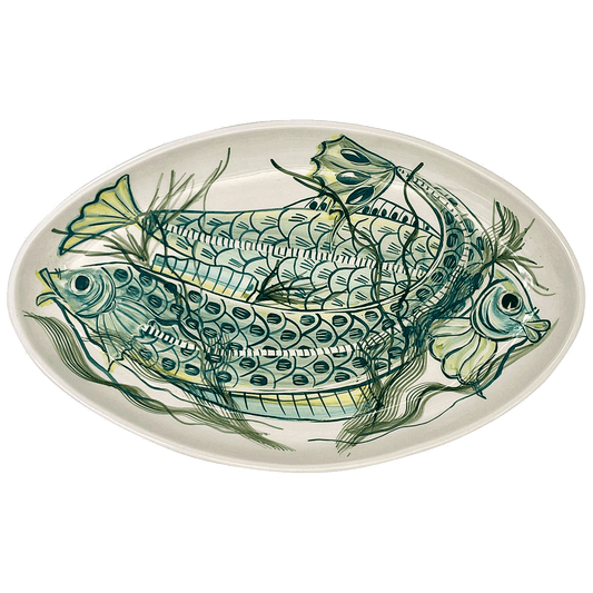 Grande piatto ovale di pesce Aldo verde
