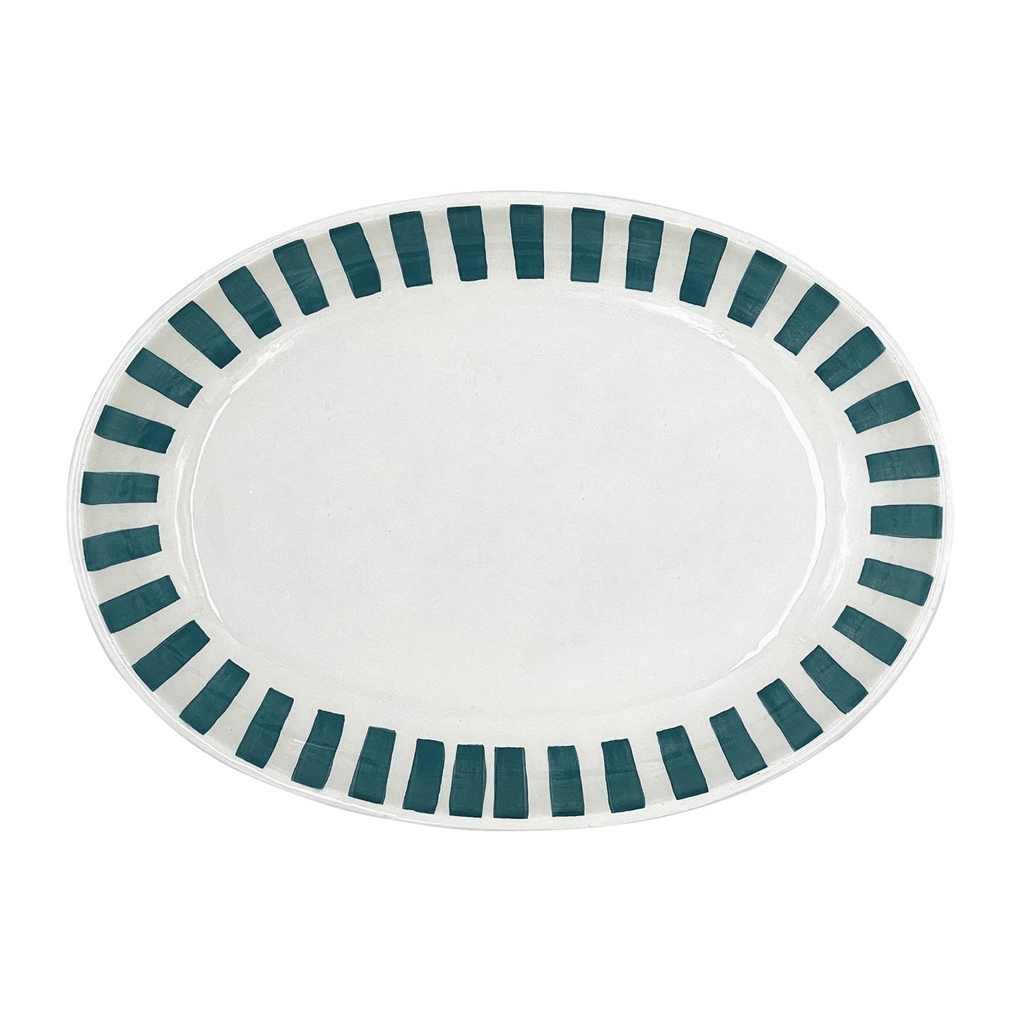 Piatto ovale a strisce verdi piccole