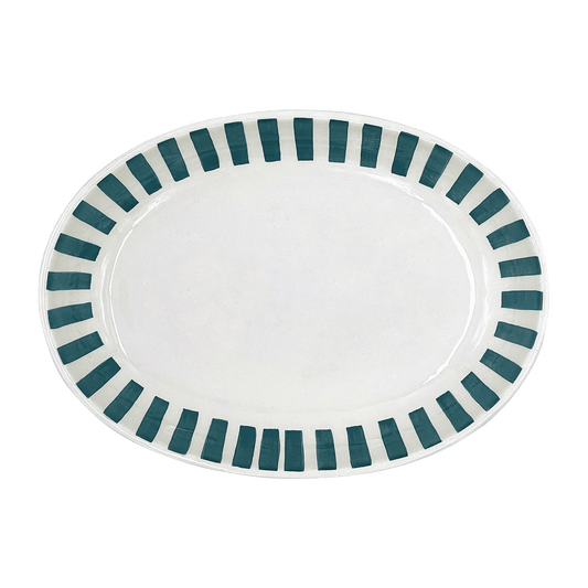 Piatto ovale a strisce verdi piccole