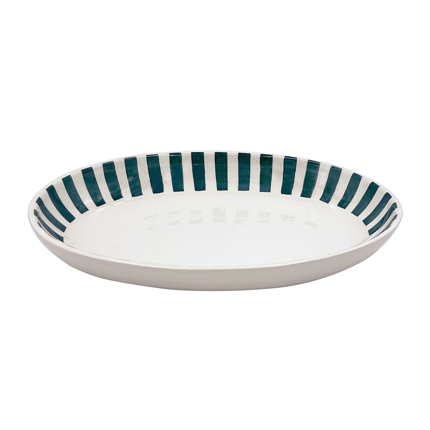 Piatto ovale a strisce verdi piccole