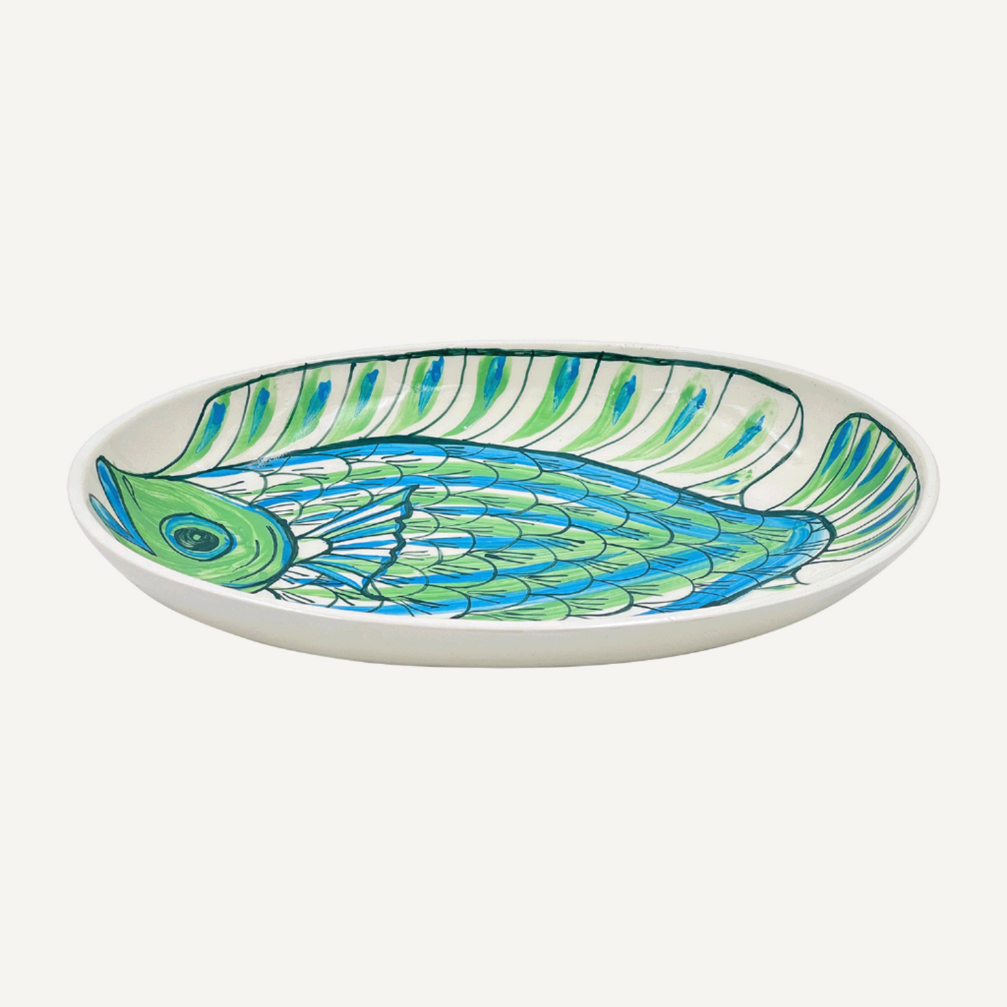 Piatto ovale piccolo di pesce Romina verde