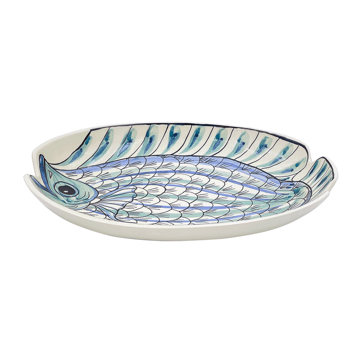 Piatto ovale con pesce Romina blu piccolo