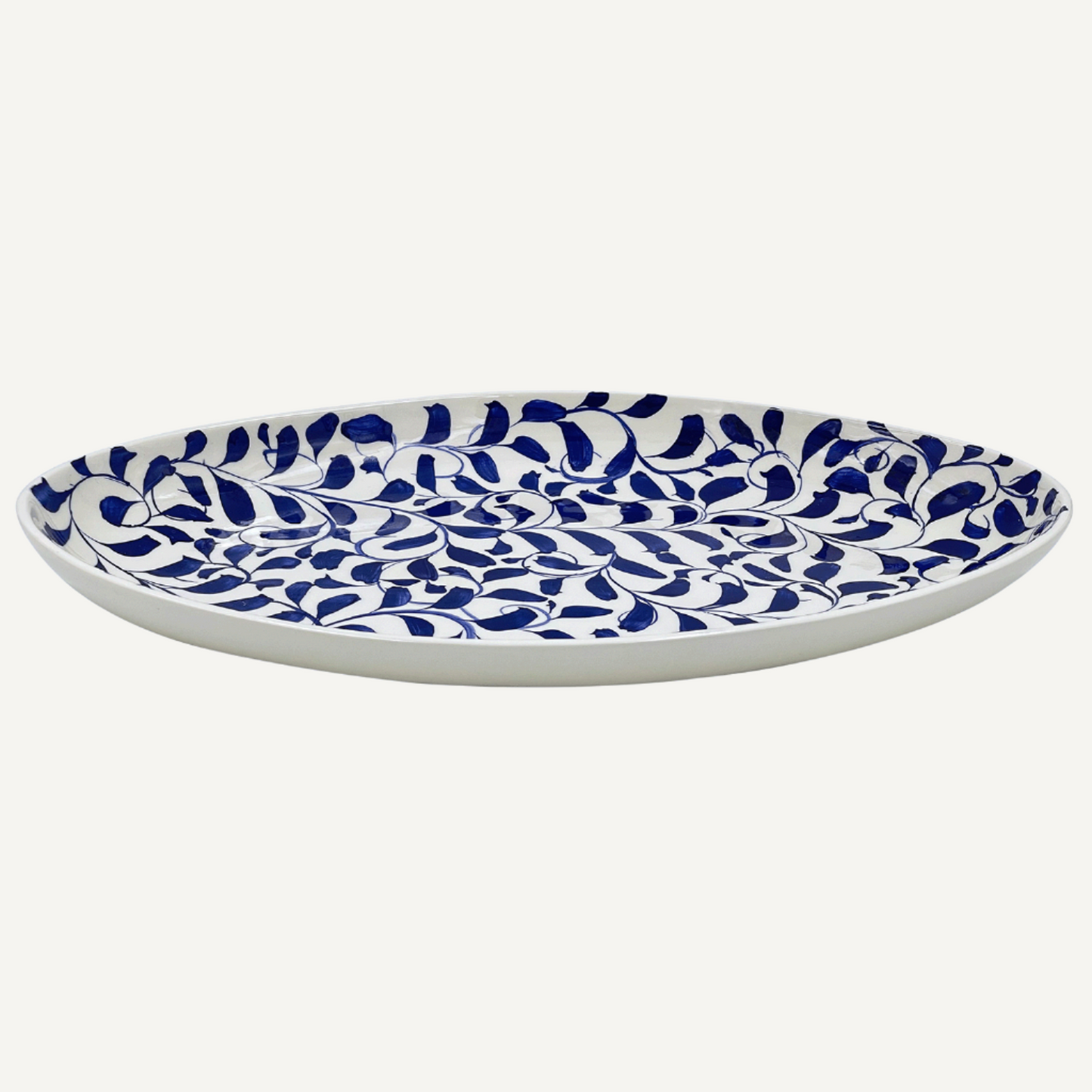 Grande piatto ovale con pergamena blu navy