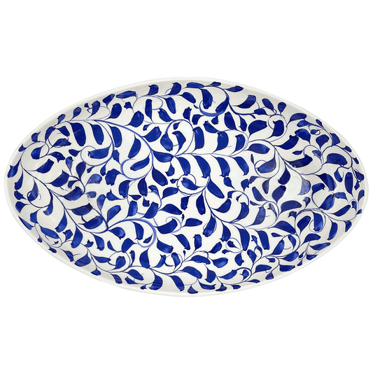 Grande piatto ovale con pergamena blu navy