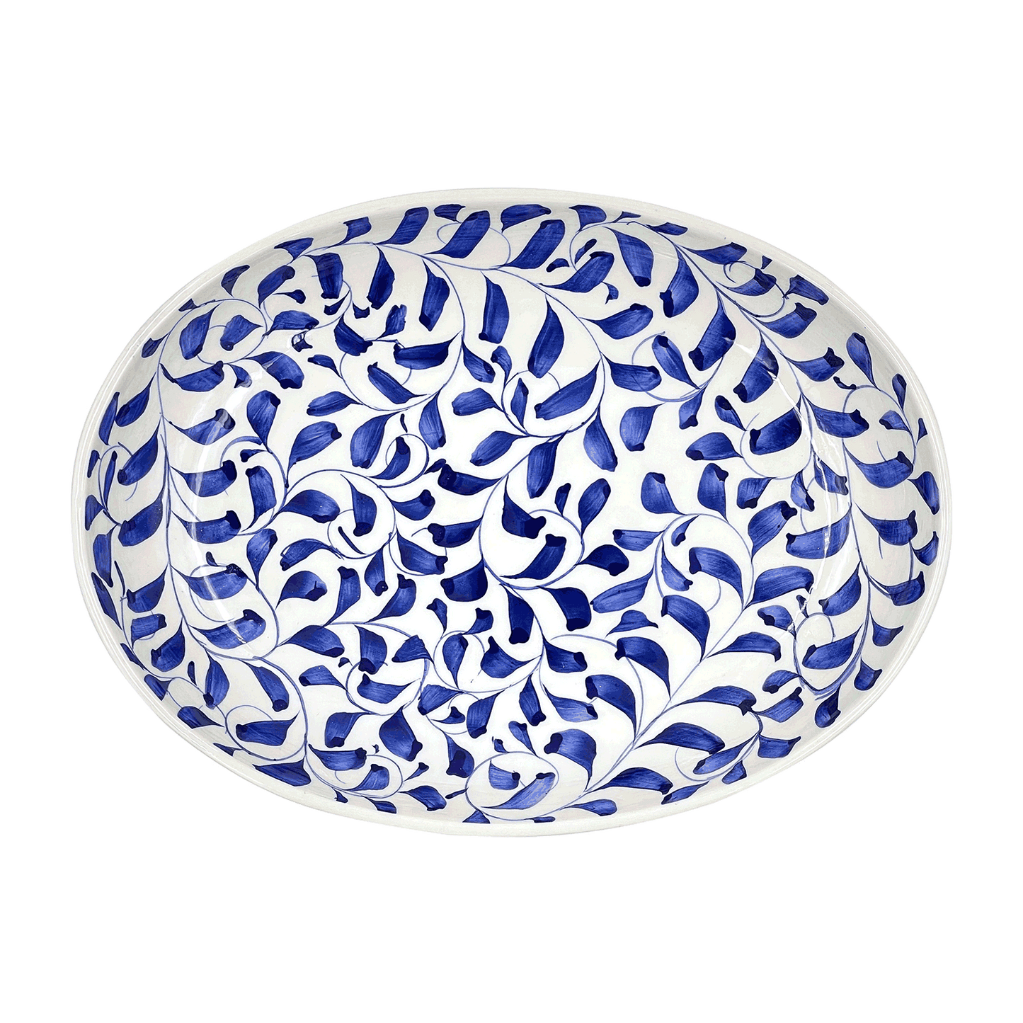 Piccolo vassoio ovale con pergamena blu navy