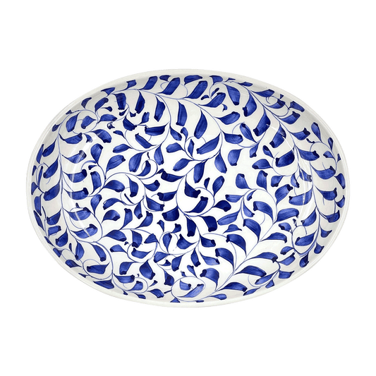 Piccolo vassoio ovale con pergamena blu navy