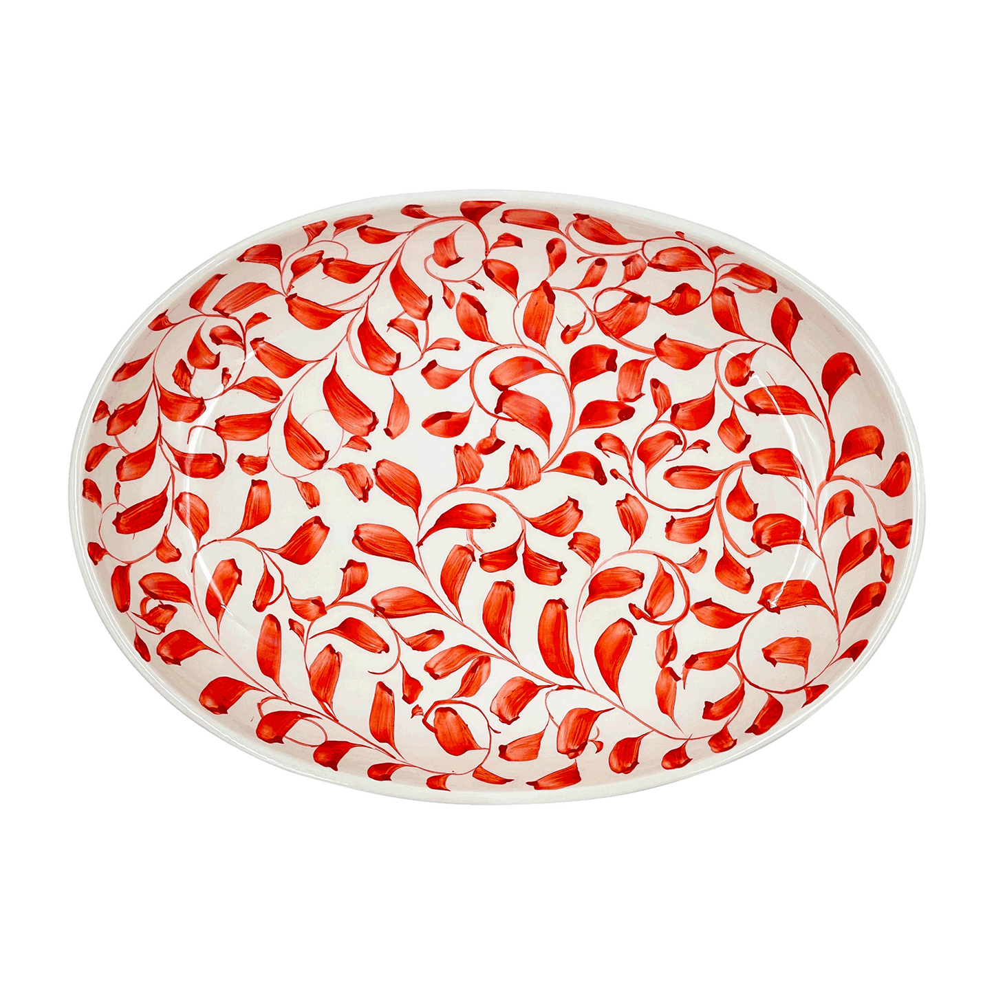 Piccolo piatto ovale con pergamena rossa