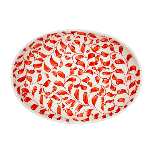 Piccolo piatto ovale con pergamena rossa