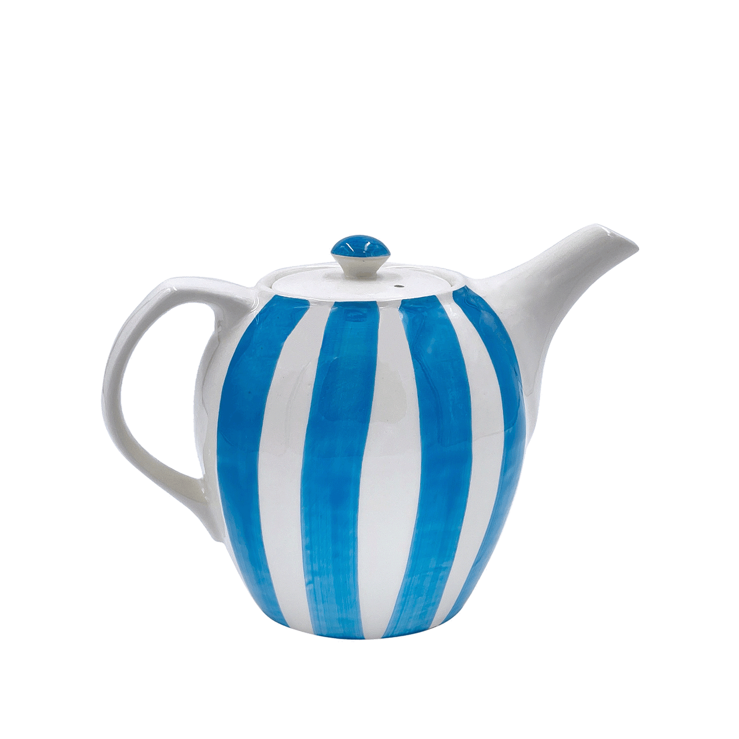 Teiera a righe azzurre