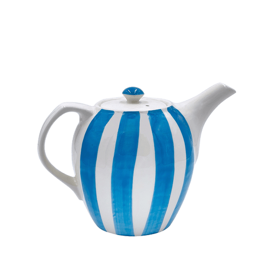 Teiera a righe azzurre
