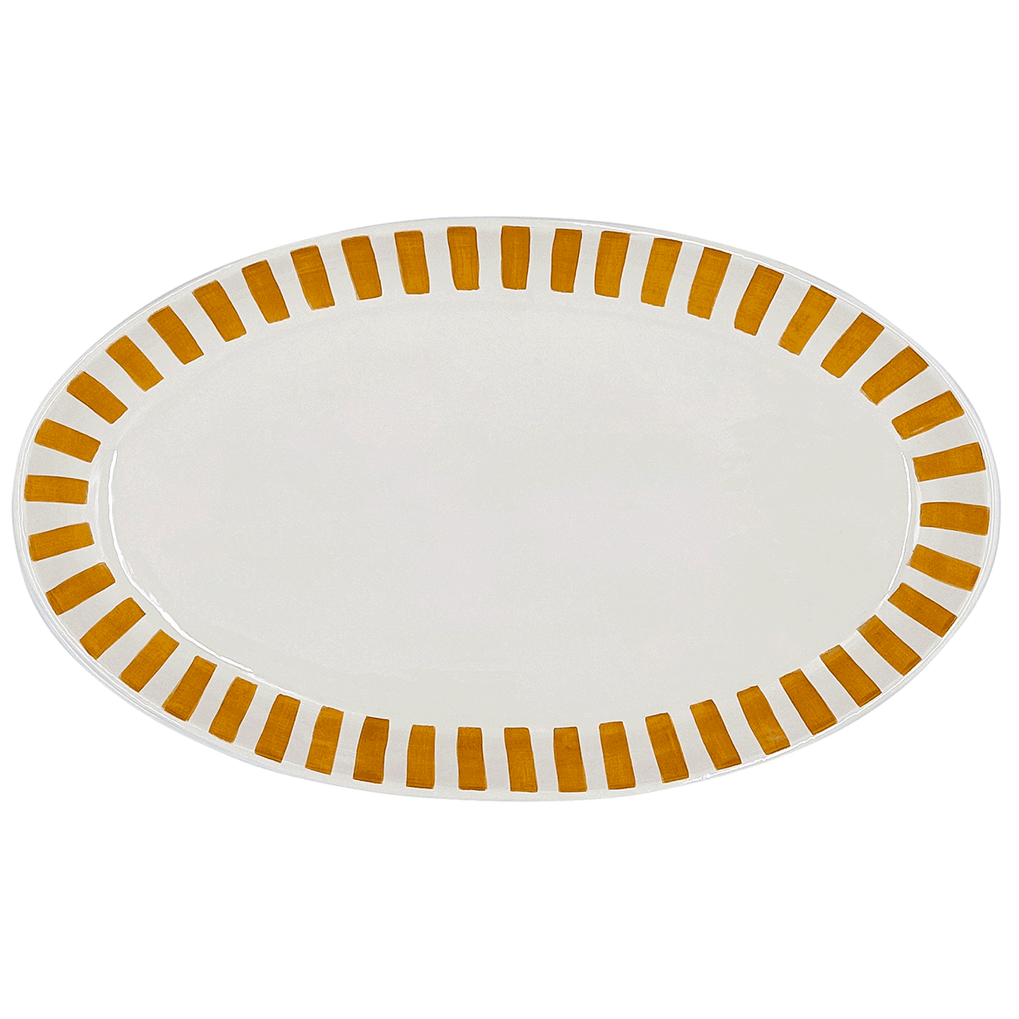 Piatto ovale grande a strisce gialle