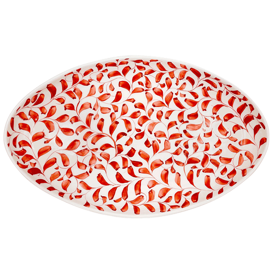 Grande piatto ovale con pergamena rossa
