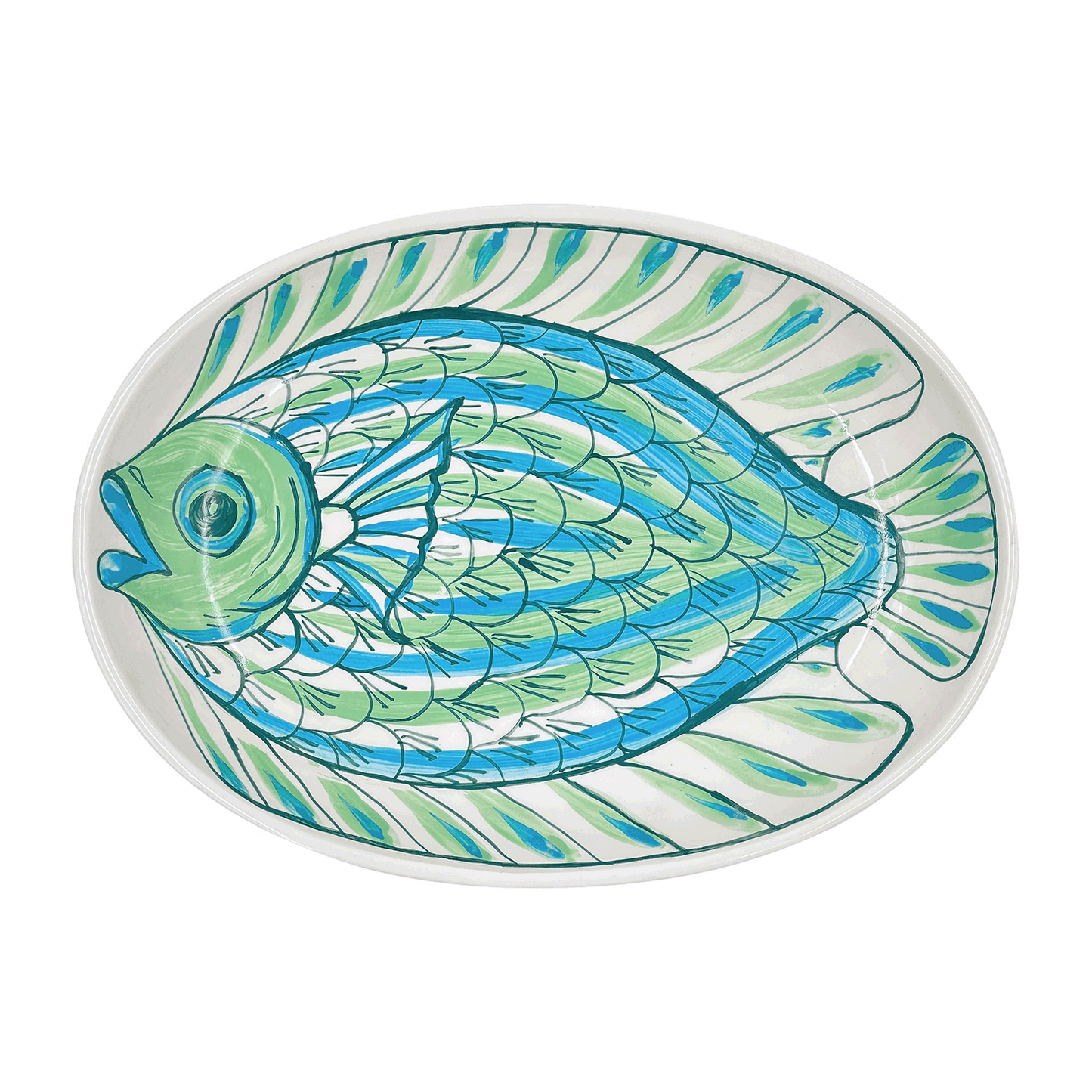 Piatto ovale piccolo di pesce Romina verde