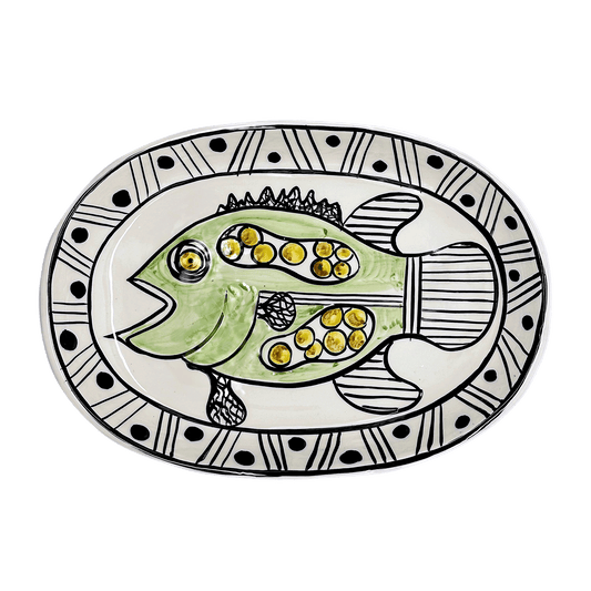 Piatto ovale di pesce piccolo verde Gozo